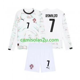 Camisolas de futebol Portugal Cristiano Ronaldo 7 Criança Equipamento Alternativa 2025 Manga Comprida
